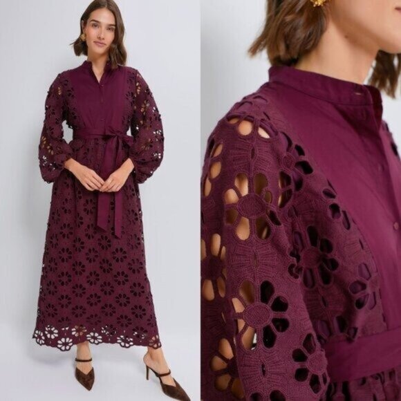 Tuckernuck NEW Merlot Lace Calliope Long Sleeve Chic Maxi Dress Size XL - Picture 3 of 12